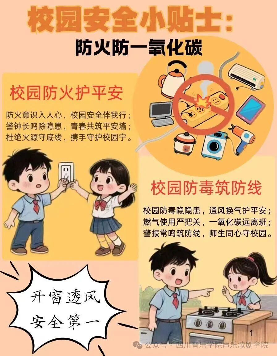 校园安全小贴士：防火防一氧化碳，这些细节要记牢！